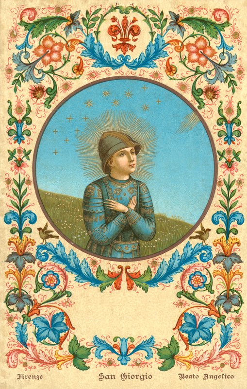 St George (chromolitho) od Fra (after) Angelico