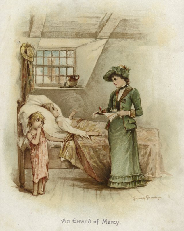 Žena držící tác vedle postele od Frances Brundage