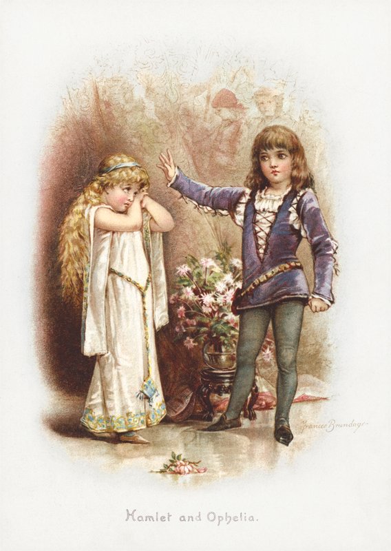 Hamlet a Ofélie (chromolitho) od Frances Brundage