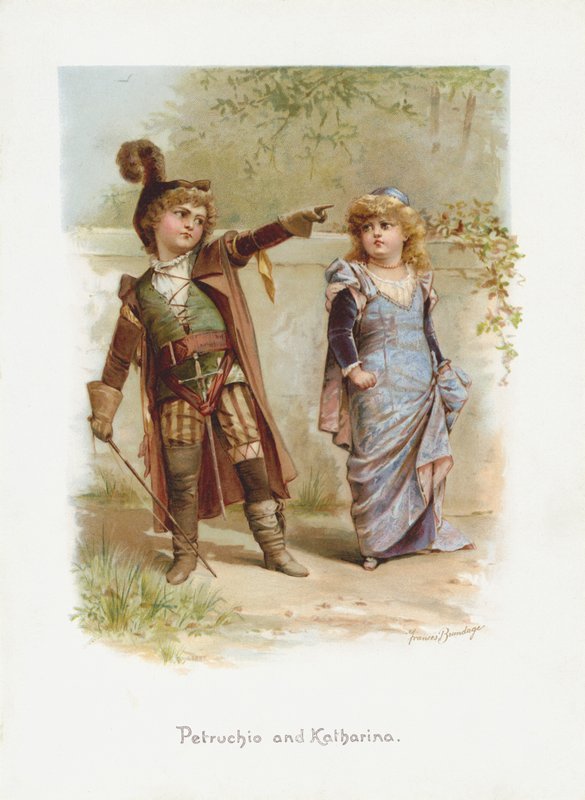 Petruchio a Katharina (chromolitho) od Frances Brundage
