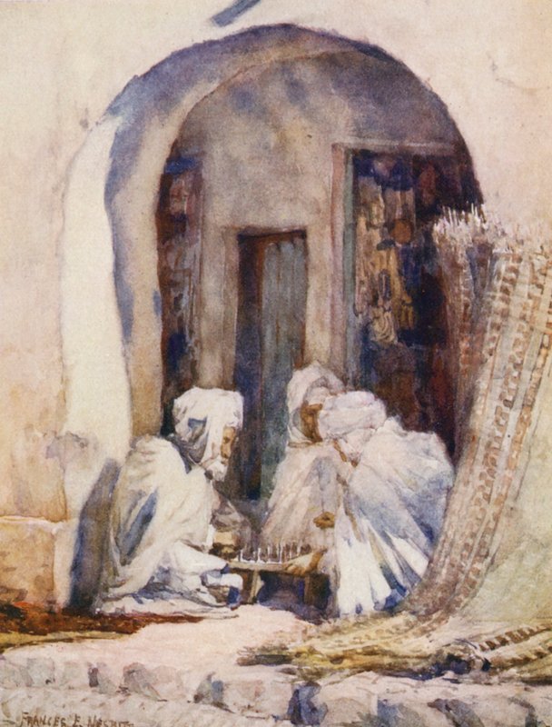 Hra v šachy (barevná litografie) od Frances Nesbitt