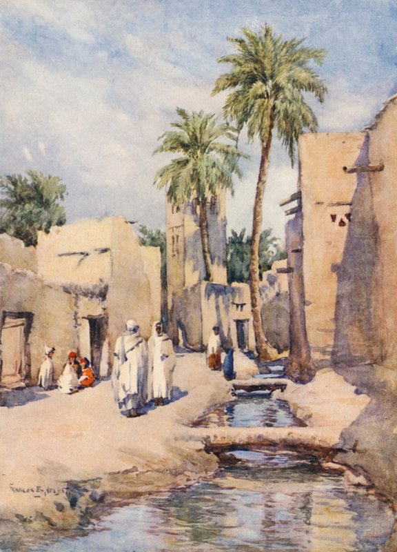 Vesnická ulice, Biskra (barevná litografie) od Frances Nesbitt