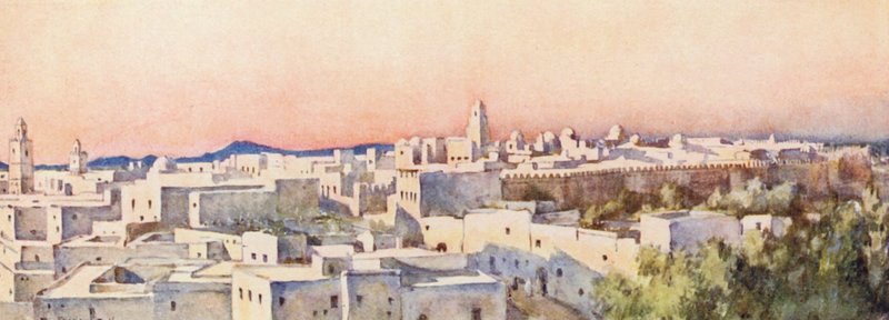 Večer, Kairouan (barevná litografie) od Frances Nesbitt