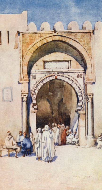 Maurská brána, Kairouan (barevná litografie) od Frances Nesbitt