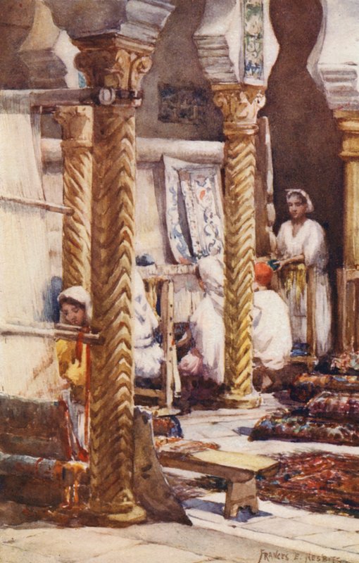 The Carpet School, Alžír (barevná litografie) od Frances Nesbitt