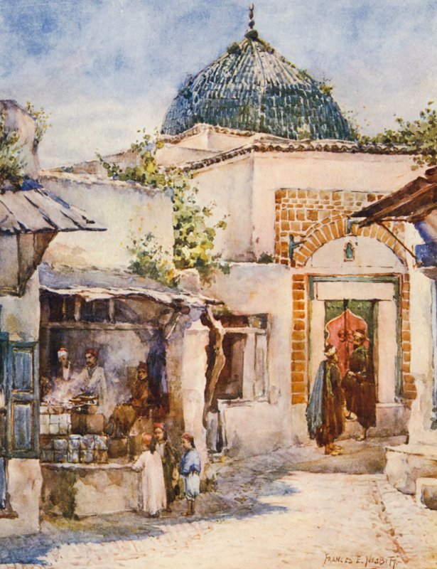The Fritter Shop, Tunis (barevná litografie) od Frances Nesbitt