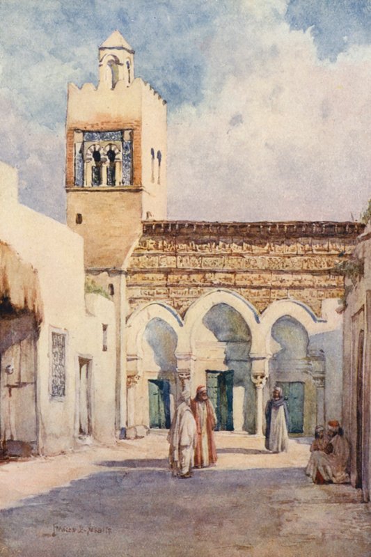 Mešita Tří dveří, Kairouan (barevná litografie) od Frances Nesbitt