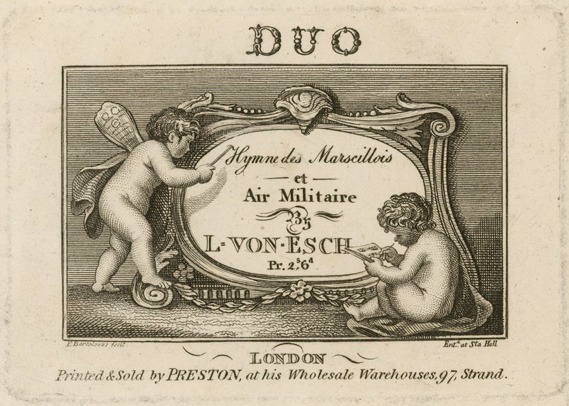 Titulní deska pro Hymn des Marscillois a Air Militaire od Francesco Bartolozzi