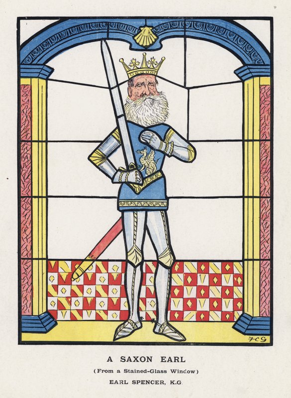 Saský hrabě, z vitráže, hrabě Spencer (barva lito) od Francis Carruthers Gould