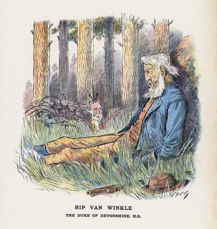 Rip Van Winkle, vévoda z Devonshire (barevné lito) od Francis Carruthers Gould