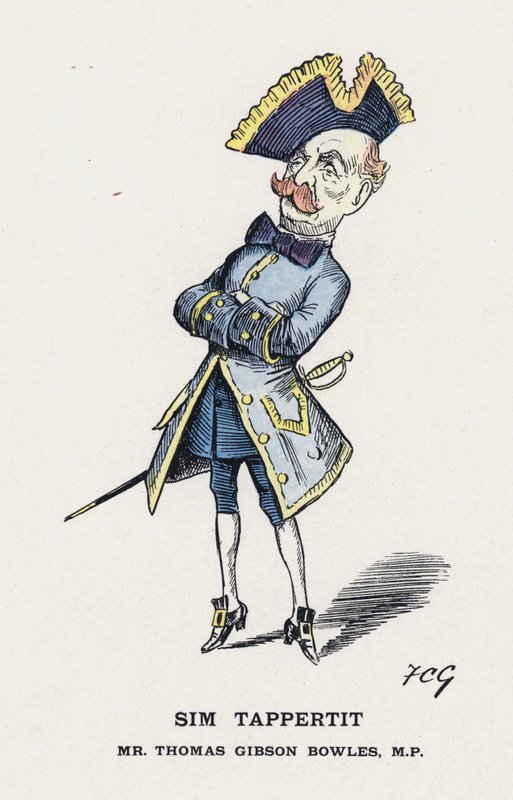 Sim Tappertit, pan Thomas Gibson Bowles (barevné lito) od Francis Carruthers Gould