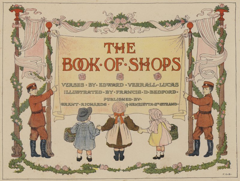Bedfordova kniha obchodů: Titulní strana (barevná litografie) od Francis Donkin Bedford