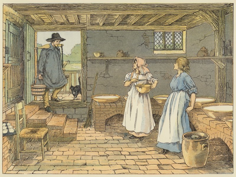 Mlékař (barevná litografie) od Francis Donkin Bedford