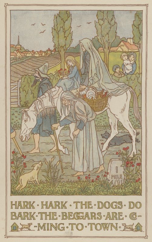 Hark hark the dogs do bark the beggars are coming to town (barevná litografie) od Francis Donkin Bedford