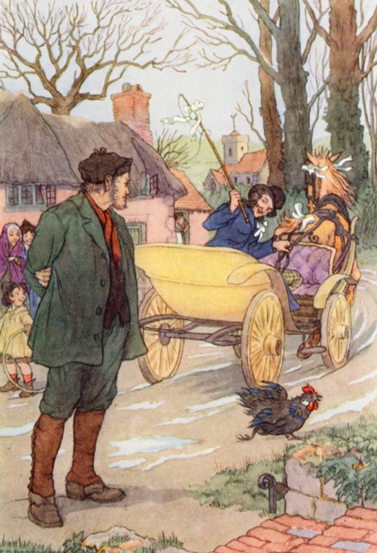 Ilustrace k románu Cvrček na krbu od Charlese Dickense (barevná litografie) od Francis Donkin Bedford