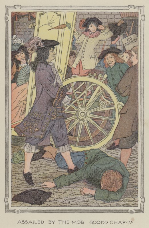 Ilustrace k knize The History of Henry Esmond (barevná litografie) od Francis Donkin Bedford