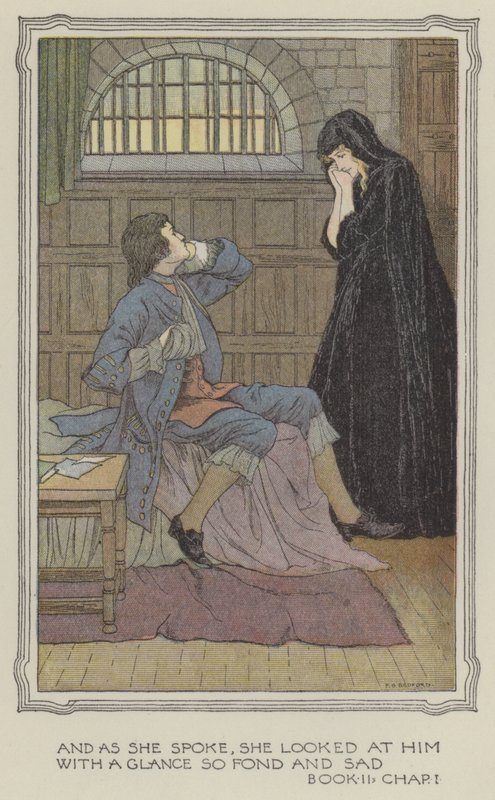 Ilustrace k knize The History of Henry Esmond (barevná litografie) od Francis Donkin Bedford