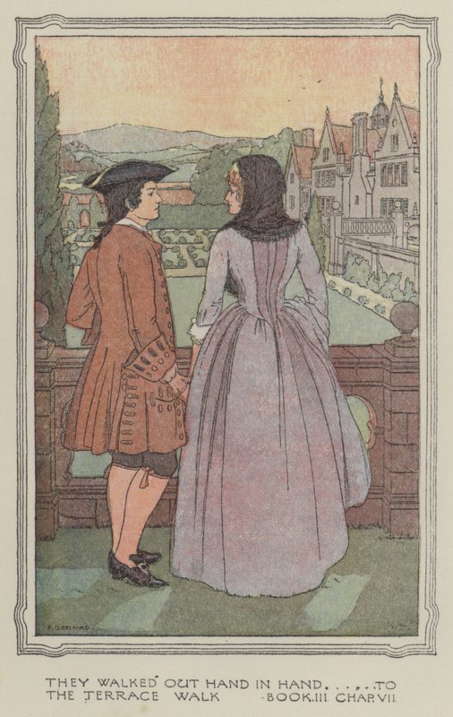 Ilustrace k knize The History of Henry Esmond (barevná litografie) od Francis Donkin Bedford