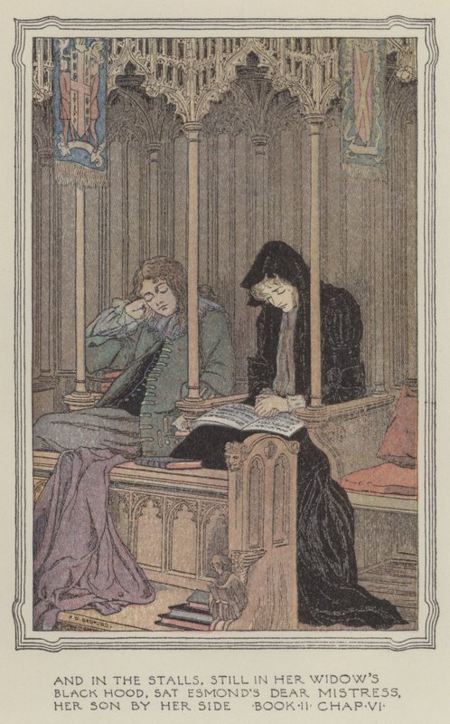 Ilustrace k knize The History of Henry Esmond (barevná litografie) od Francis Donkin Bedford