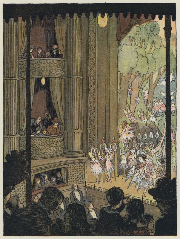 Londýn: Drury Lane Pantomime (barevná litografie) od Francis Donkin Bedford