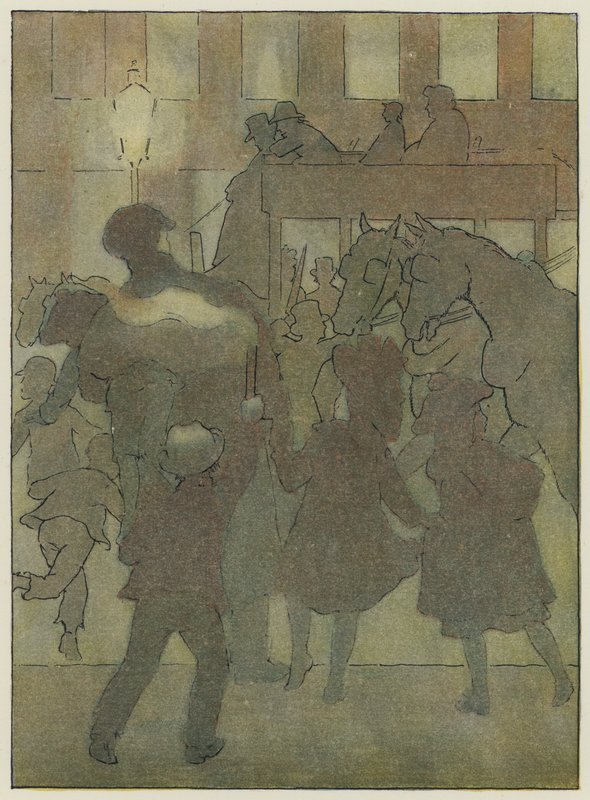 Londýn: V londýnské mlze (barevná litografie) od Francis Donkin Bedford