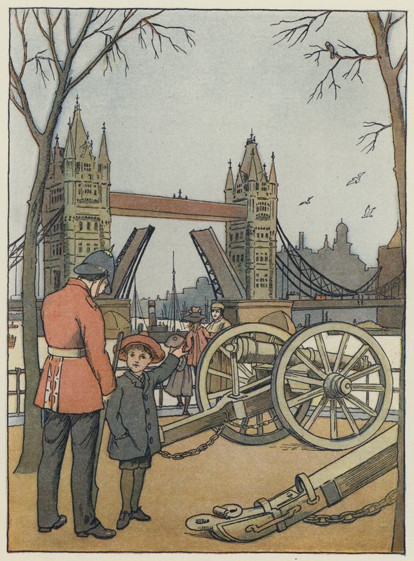 Londýn: Tower Bridge (barevná litografie) od Francis Donkin Bedford
