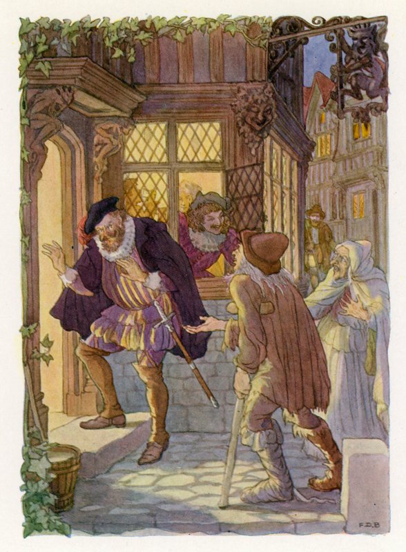 Merrie England: Bedlam Beggars (barevná litografie) od Francis Donkin Bedford