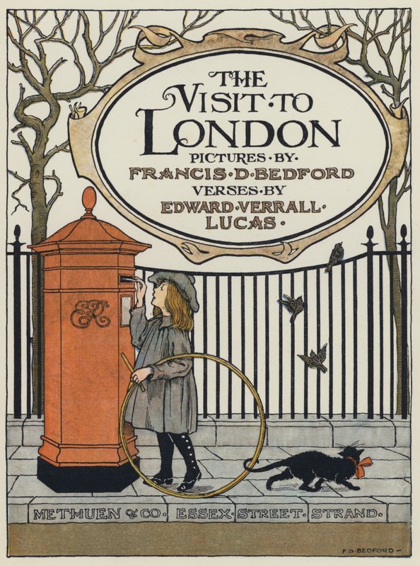 Ilustrace na titulní straně knihy The Visit to London (barevná litografie) od Francis Donkin Bedford