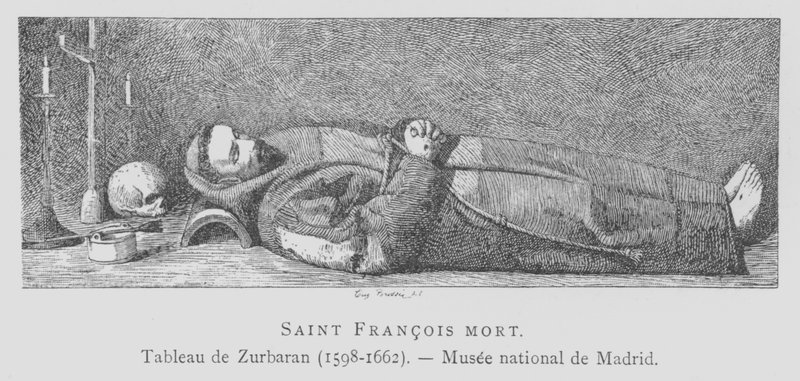 Mrtvé tělo svatého Františka z Assisi (litho) od Francisco de (after) Zurbaran