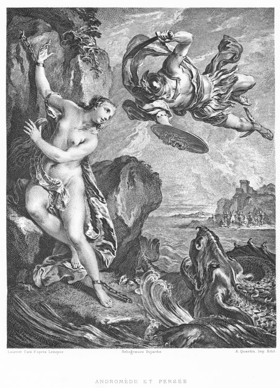 Andromeda a Persee (rytina) od Francois (after) Boucher