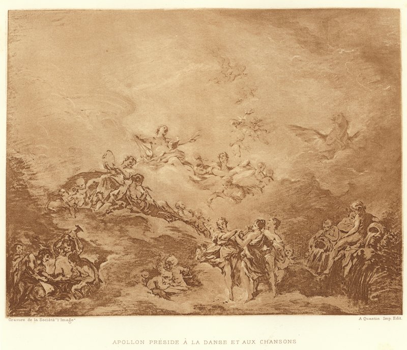 Apollo předsedá tanci a písním (rytina) od Francois (after) Boucher