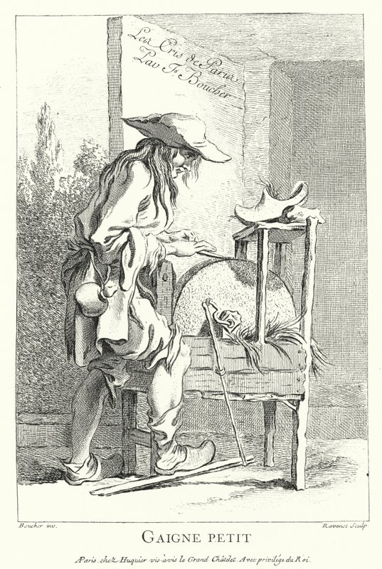 Bruska na nože (gravírování) od Francois (after) Boucher