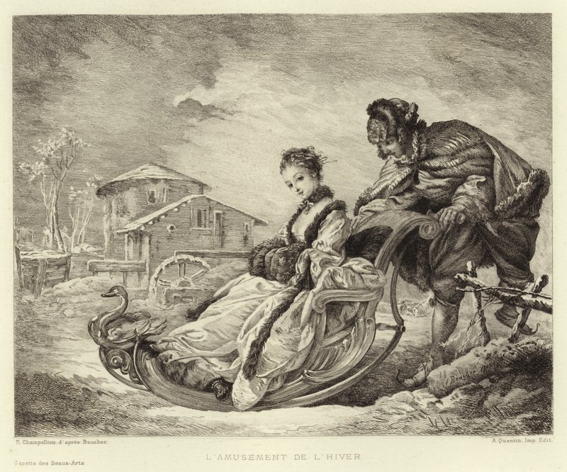 Zimní radovánky (rytina) od Francois (after) Boucher