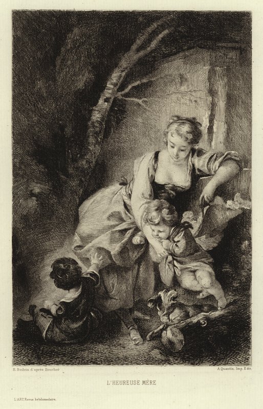Šťastná matka (rytina) od Francois (after) Boucher