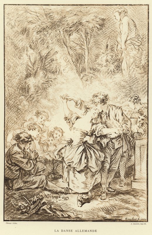 Německý tanec (rytina) od Francois (after) Boucher