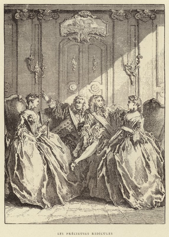 Les Precieuses Ridicules (rytina) od Francois (after) Boucher