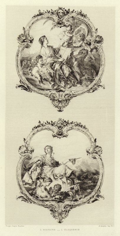 Historie, výmluvnost (rytina) od Francois (after) Boucher