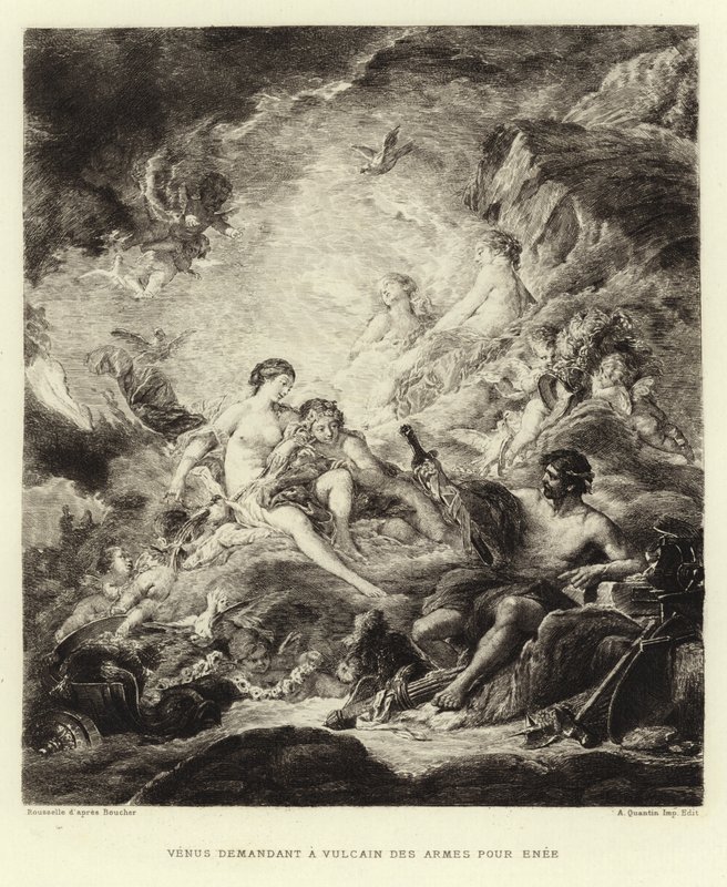 Venuše žádá Vulkána o zbraně pro Aenea (rytina) od Francois (after) Boucher