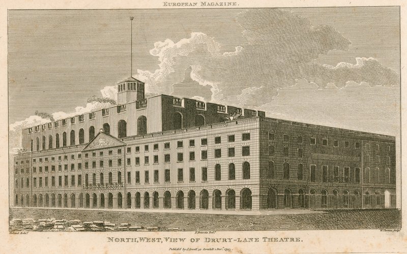 Severozápadní pohled na divadlo Drury Lane, Londýn od Francois Louis Thomas Francia