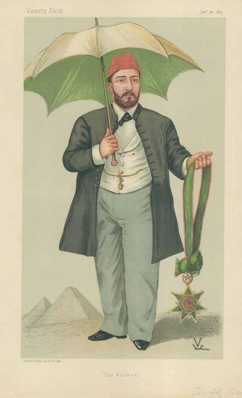 HH Mehemed Tewfik Pasha, Khedive of Egypt, The Khedive, 20. ledna 1883, karikatura Vanity Fair od Francois Verheyden