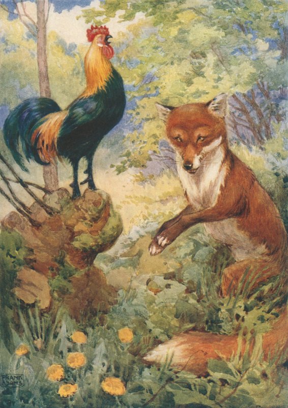 Chanticleer a Dan Russell z Canterburských příběhů od Geoffreyho Chaucera od Frank Adams
