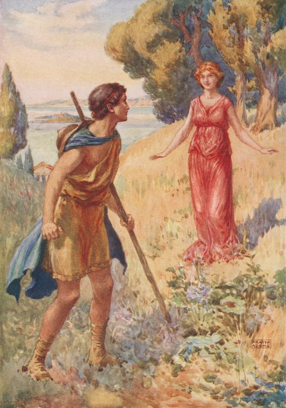 Lycius Meets Lamia, z Lamia od Johna Keatse od Frank Adams