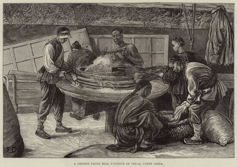 Čínský mlýn na mouku, provincie Chi-Li, severní Čína od Frank Dadd