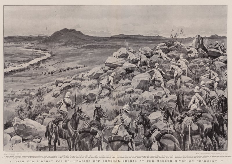 Zmařená akce Dash for Liberty, která 17. února zamířila ke generálu Cronjemu u řeky Modder. od Frank Dadd