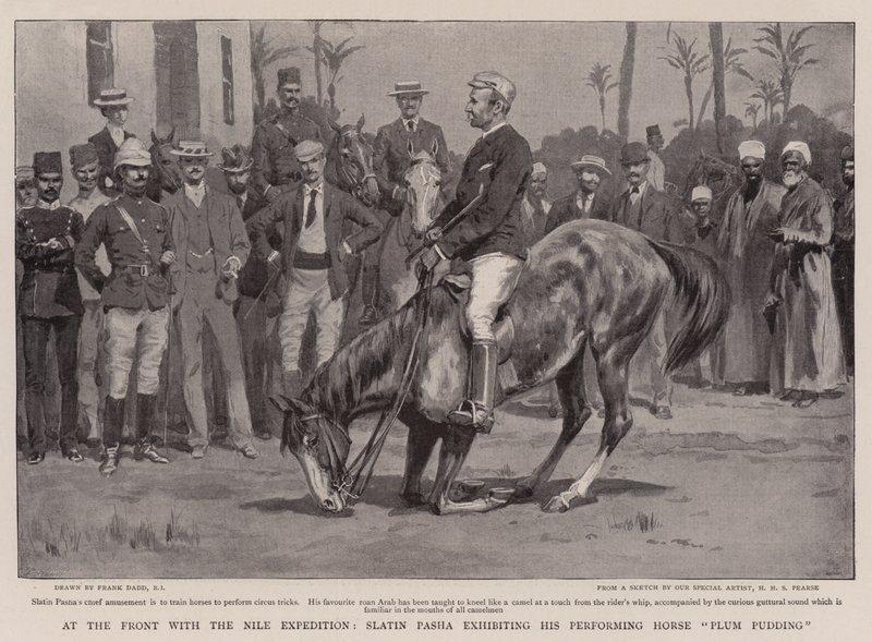 Na frontě s expedicí na Nilu vystavuje Slatin Pasha svůj pudink Performing Horse Plum Pudding od Frank Dadd
