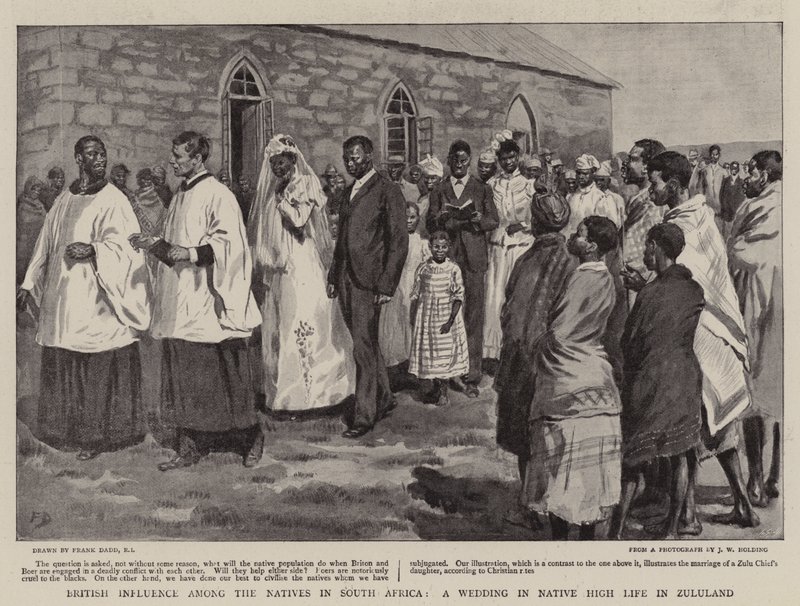Britský vliv mezi domorodci v Jižní Africe, svatba v domorodém vysokém životě v Zululandu od Frank Dadd