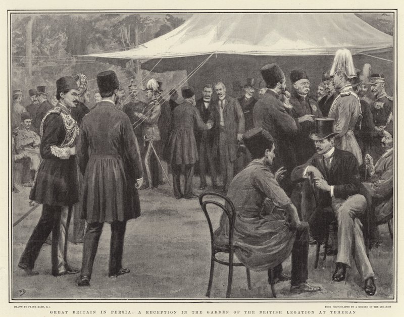 Velká Británie v Persii, recepce v zahradě britského vyslanectví v Teheránu od Frank Dadd
