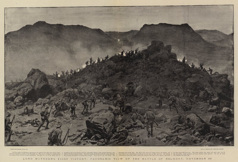 První vítězství lorda Methuena, Panoramatický pohled na bitvu u Belmontu, 28. listopadu od Frank Dadd