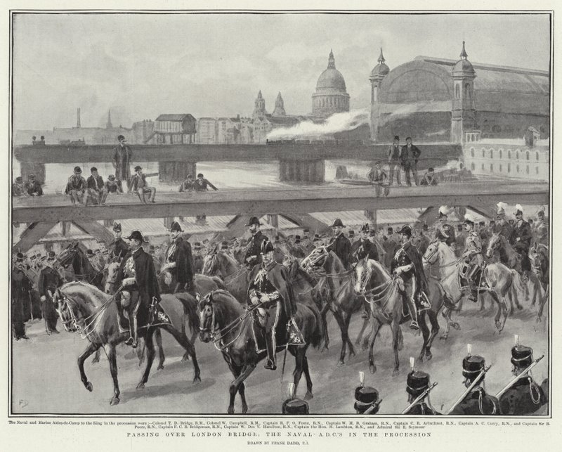 Projíždějící přes London Bridge, námořní ADC je v Procesí od Frank Dadd