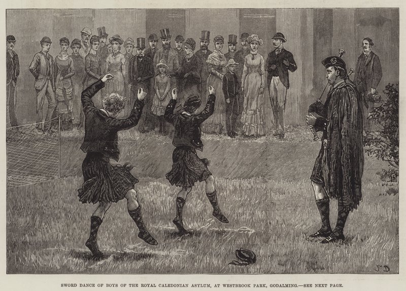 Mečový tanec chlapců z Royal Caledonian Asylum, ve Westbrook Park, Godalming od Frank Dadd